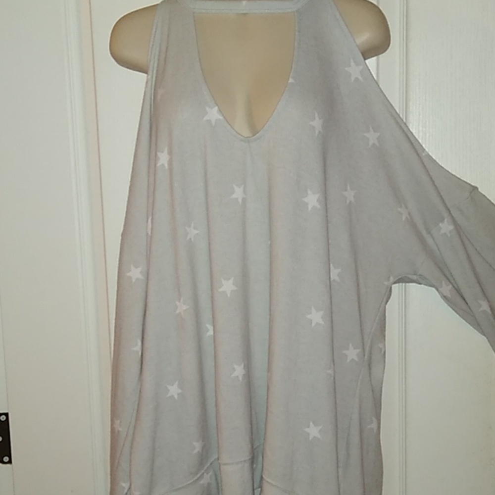 NWT No Comment fleece cold shoulder top 3X